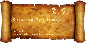 Kolozsváry Irma névjegykártya