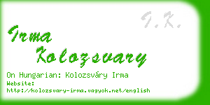 irma kolozsvary business card